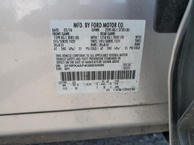 2016 FORD EDGE SPORT 2FMPK4AP4GBB30699