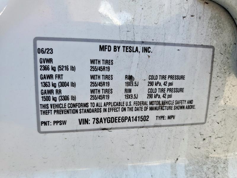 2023 TESLA MODEL Y 7SAYGDEE6PA141502