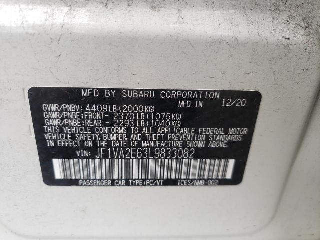 2020 SUBARU WRX STI JF1VA2E63L9833082