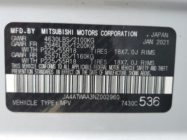 2022 MITSUBISHI ECLIPSE CR JA4ATWAA3NZ002960