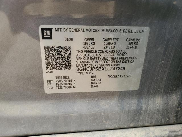2020 CHEVROLET TRAX 1LT 3GNCJPSBXLL247249