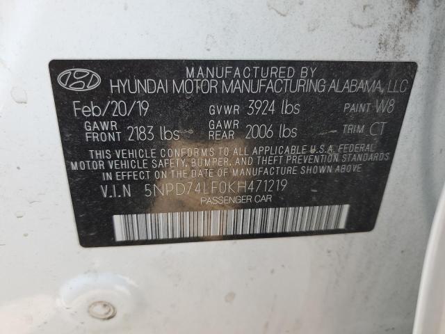 2019 HYUNDAI ELANTRA SE 5NPD74LF0KH471219