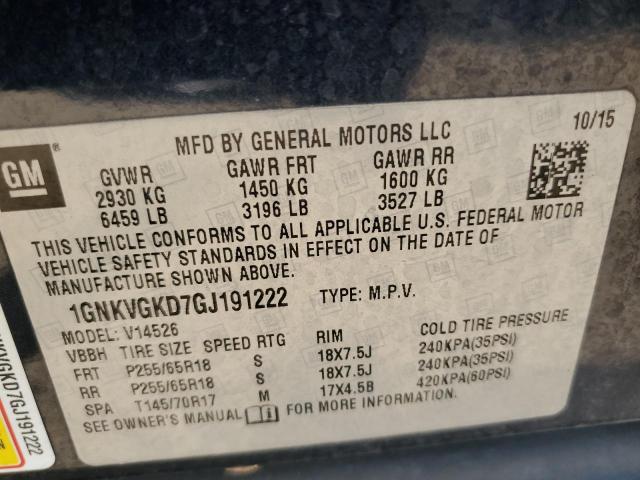 2016 CHEVROLET TRAVERSE L 1GNKVGKD7GJ191222