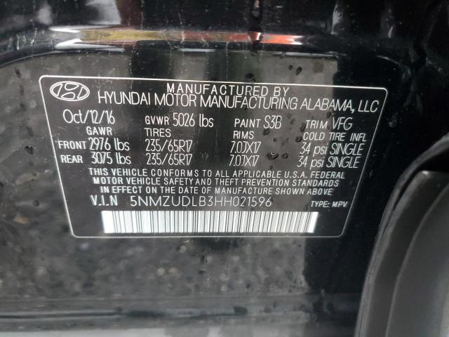 2017 HYUNDAI SANTA FE S 5NMZUDLB3HH021596