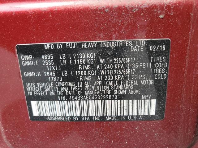 2016 SUBARU OUTBACK 2. 4S4BSAEC4G3292879