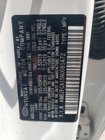2022 HYUNDAI TUCSON SEL KM8JFCA15NU081472