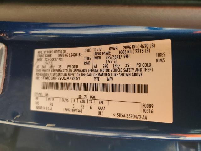 2018 FORD ESCAPE S - 1FMCU0F79JUA78451