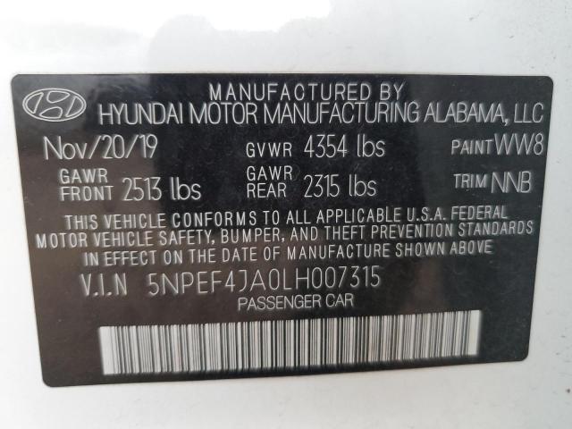 2020 HYUNDAI SONATA SEL 5NPEF4JA0LH007315