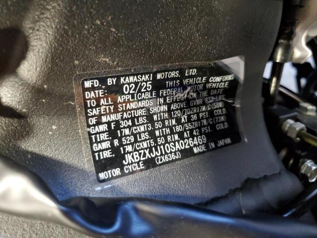 2025 KAWASAKI ZX636 K - JKBZXJJ10SA026469