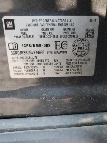 2016 CHEVROLET TRAX LS 3GNCJKSB9GL274998