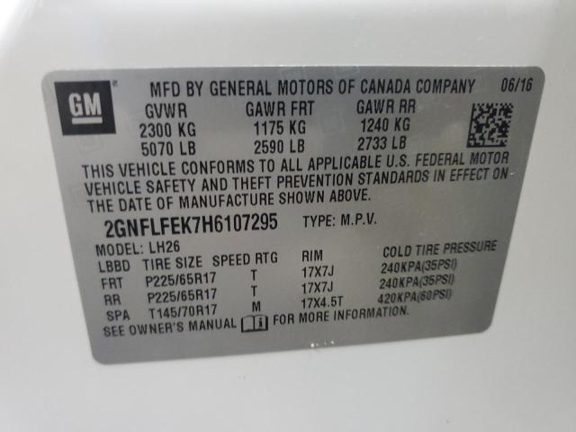 2017 CHEVROLET EQUINOX LT 2GNFLFEK7H6107295