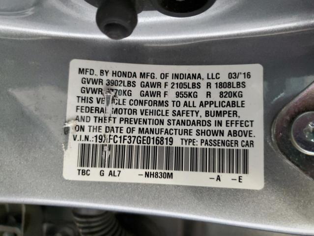 2016 HONDA CIVIC EX 19XFC1F37GE016819