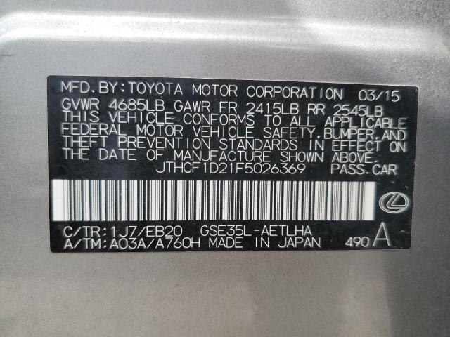 2015 LEXUS IS 250 JTHCF1D21F5026369