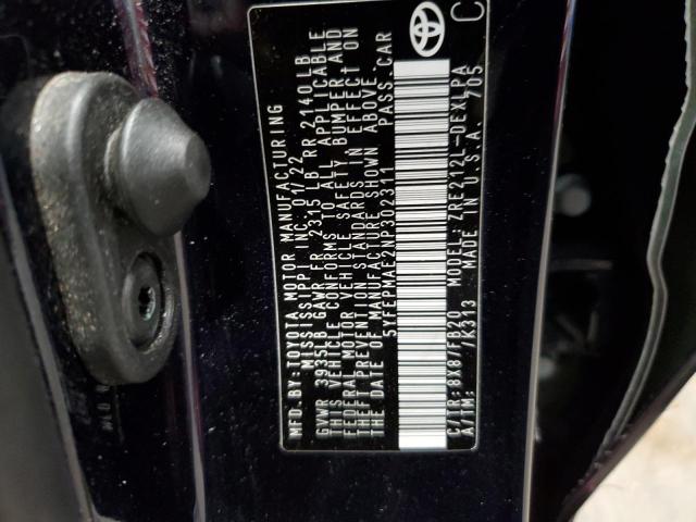 2022 TOYOTA COROLLA LE - 5YFEPMAE2NP302311