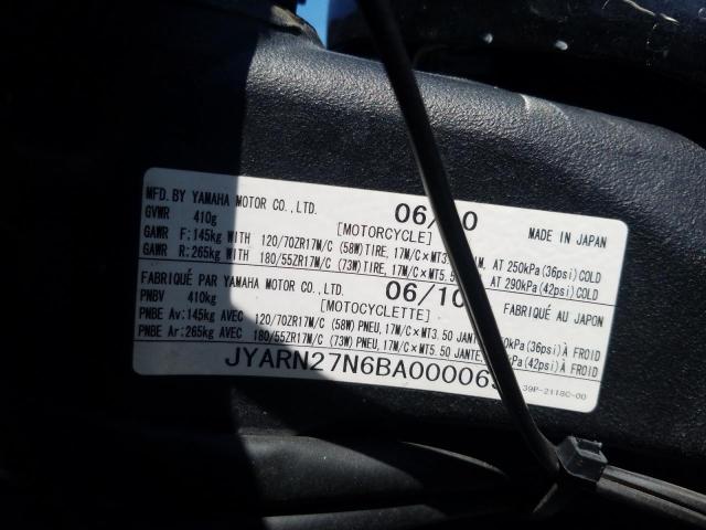 2011 YAMAHA FZ8 N JYARN27N6BA000065