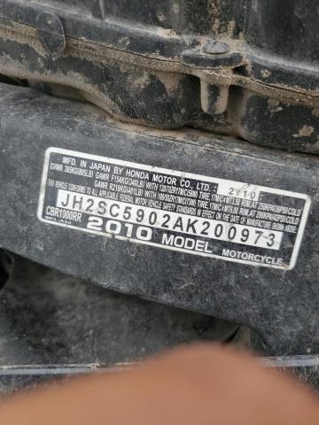 2010 HONDA CBR1000 RR JH2SC5902AK200973