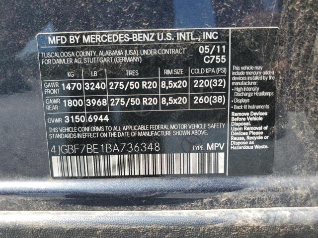 2011 MERCEDES-BENZ GL 450 4MA - 4JGBF7BE1BA736348