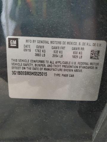 2017 CHEVROLET CRUZE LT - 3G1BE6SM3HS525015