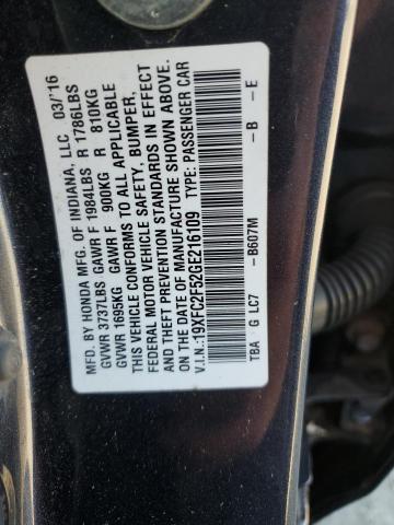 2016 HONDA CIVIC LX 19XFC2F52GE216109