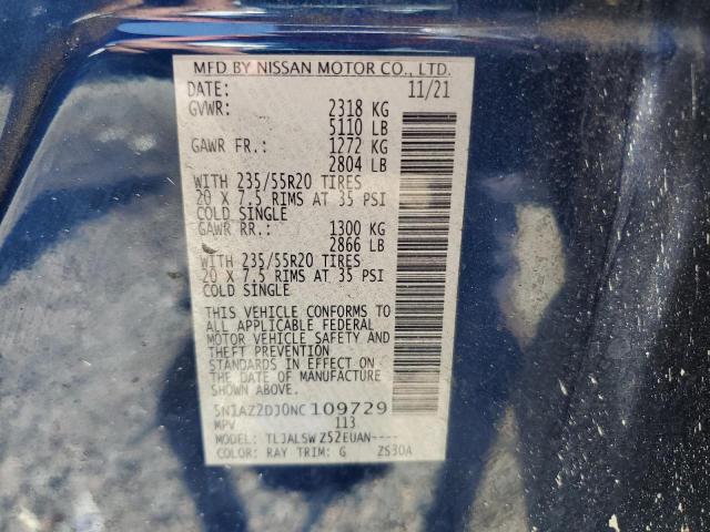 2022 NISSAN MURANO PLA 5N1AZ2DJ0NC109729