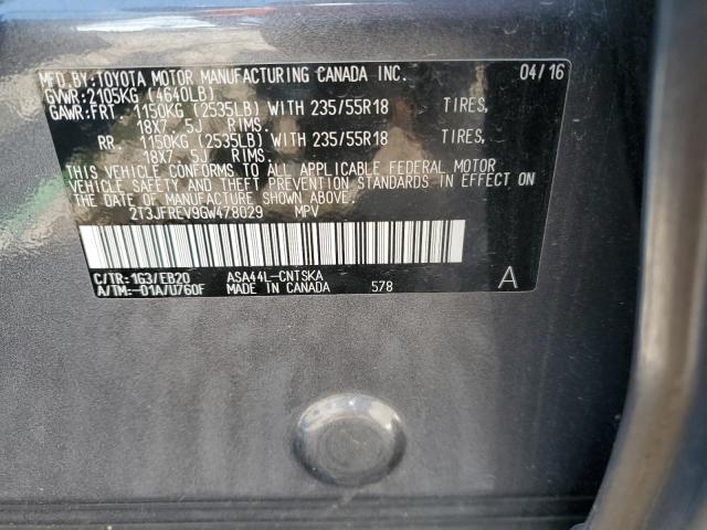 2016 TOYOTA RAV4 SE 2T3JFREV9GW478029