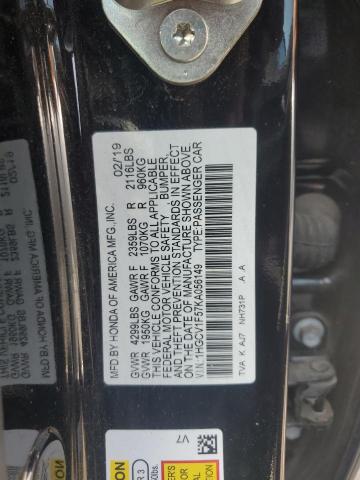 2019 HONDA ACCORD EXL 1HGCV1F57KA056149