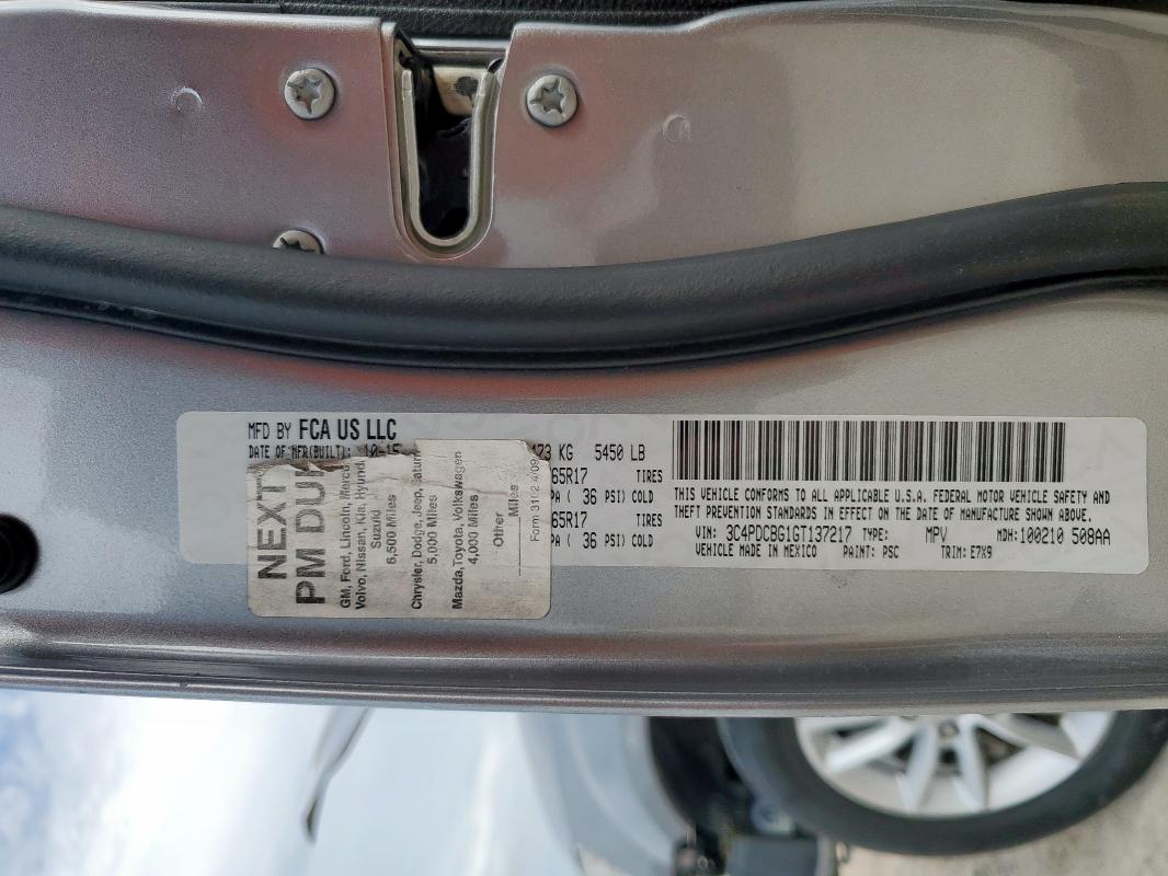 2016 DODGE JOURNEY SX - 3C4PDCBG1GT137217