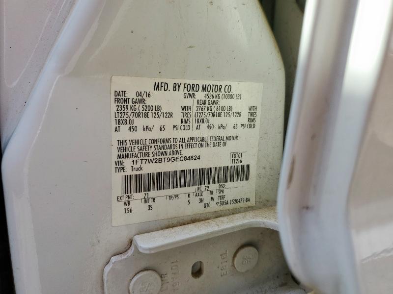 2016 FORD F250 SUPER DUTY 1FT7W2BT9GEC84824