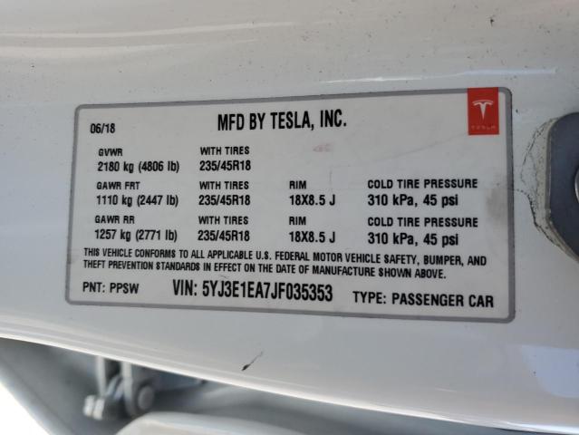 2018 TESLA MODEL 3 5YJ3E1EA7JF035353
