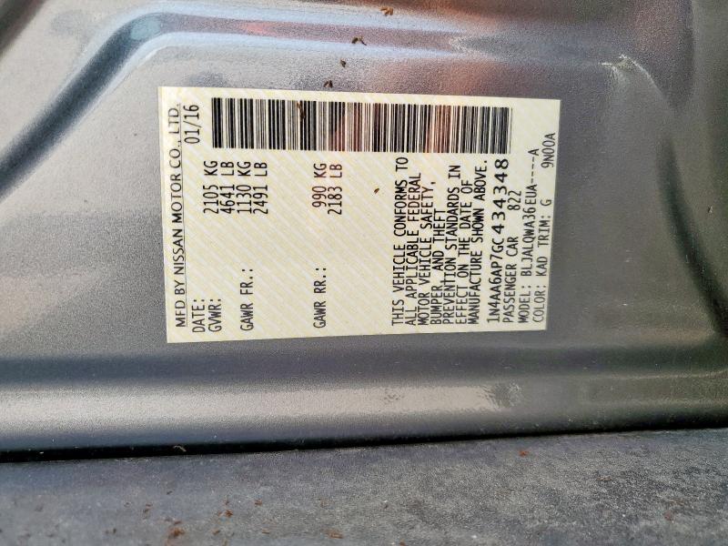2016 NISSAN MAXIMA 3.5 1N4AA6AP7GC434348