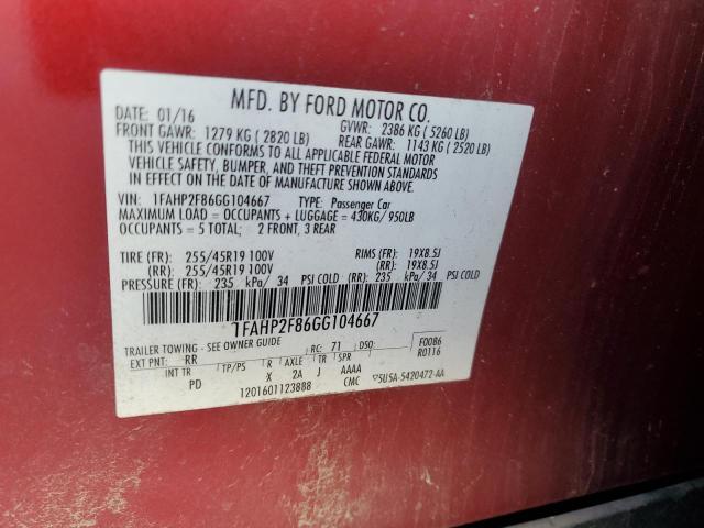 2016 FORD TAURUS LIMITED 1FAHP2F86GG104667