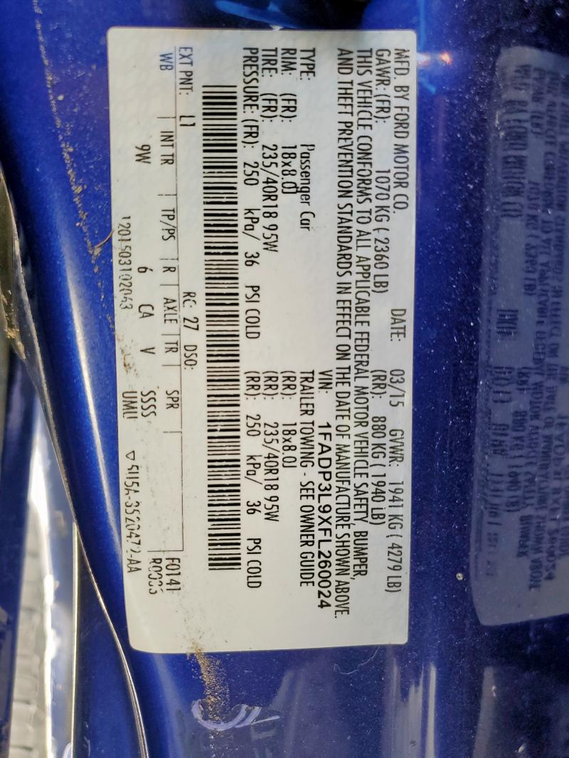 2015 FORD FOCUS ST 1FADP3L9XFL260024