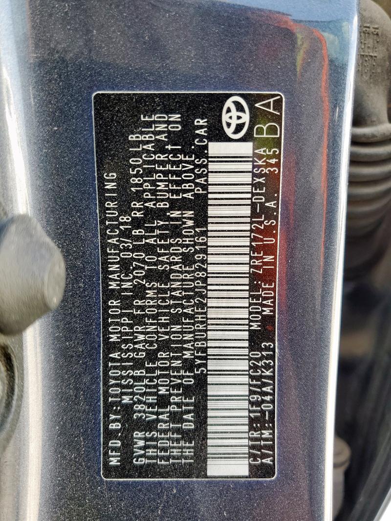 2018 TOYOTA COROLLA L - 5YFBURHE2JP829161
