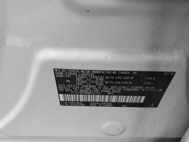 2016 TOYOTA RAV4 SE 2T3JFREV0GW452144