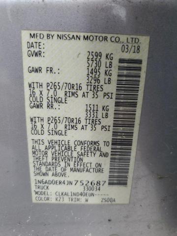 2018 NISSAN FRONTIER S 1N6AD0ER4JN752687