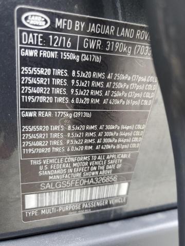 2017 LAND ROVER RANGE ROVE SALGS5FE0HA326856