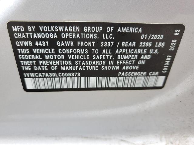 2020 VOLKSWAGEN PASSAT SEL 1VWCA7A30LC009373