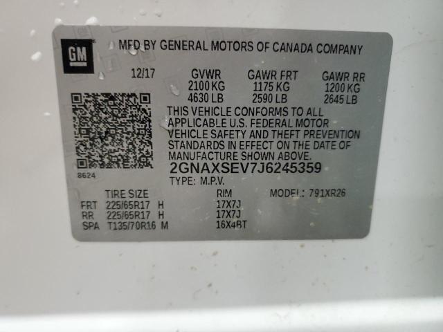 2018 CHEVROLET EQUINOX LT 2GNAXSEV7J6245359