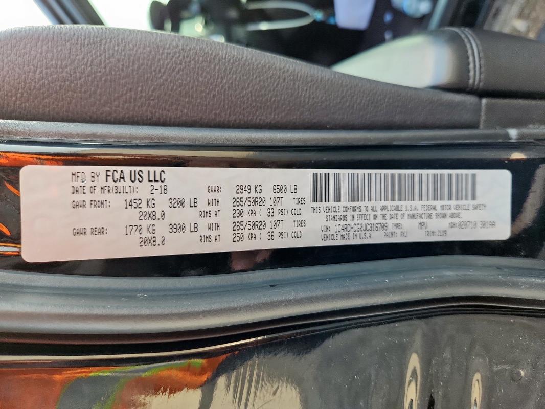 2018 DODGE DURANGO GT 1C4RDHDG0JC316709