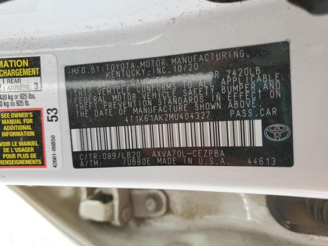 2021 TOYOTA CAMRY XSE 4T1K61AK2MU404327