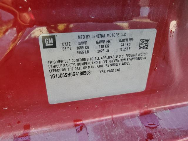 2016 CHEVROLET SONIC LT 1G1JC6SH5G4180508