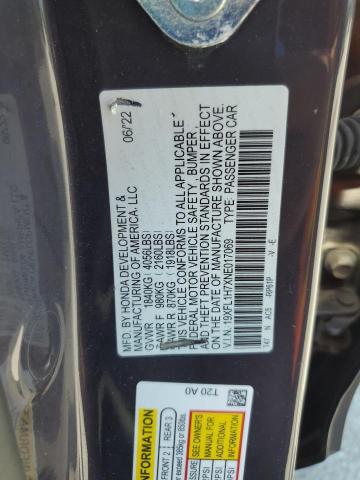 2022 HONDA CIVIC EXL 19XFL1H7XNE017069