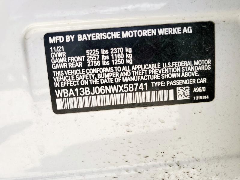 2022 BMW 530 XI WBA13BJ06NWX58741