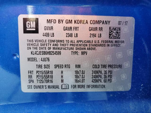 2017 BUICK ENCORE PRE KL4CJESB6HB254599