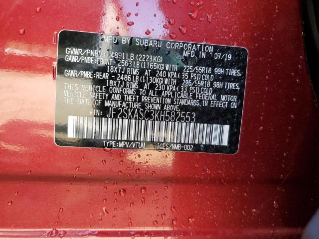 2019 SUBARU FORESTER L JF2SKASC3KH582553