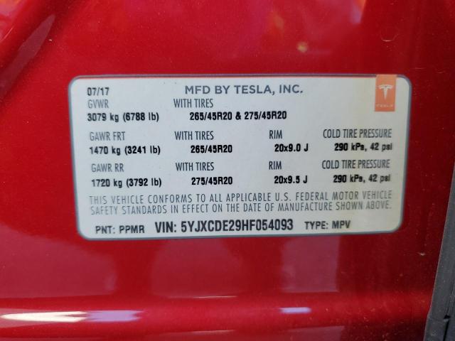 2017 TESLA MODEL X - 5YJXCDE29HF054093