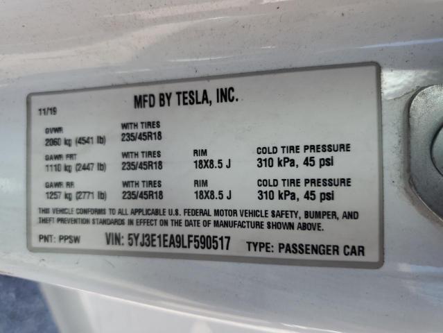 2020 TESLA MODEL 3 5YJ3E1EA9LF590517