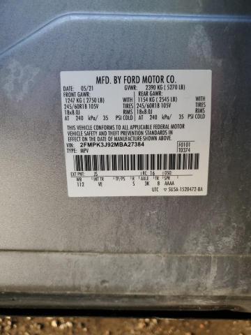 2021 FORD EDGE SEL 2FMPK3J92MBA27384