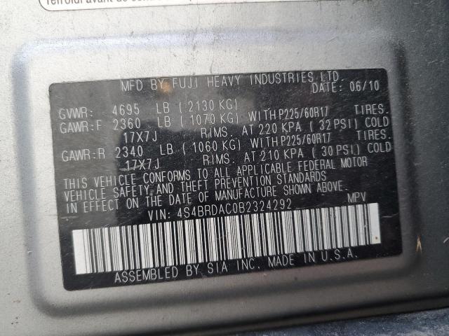 2011 SUBARU OUTBACK 3. - 4S4BRDAC0B2324292
