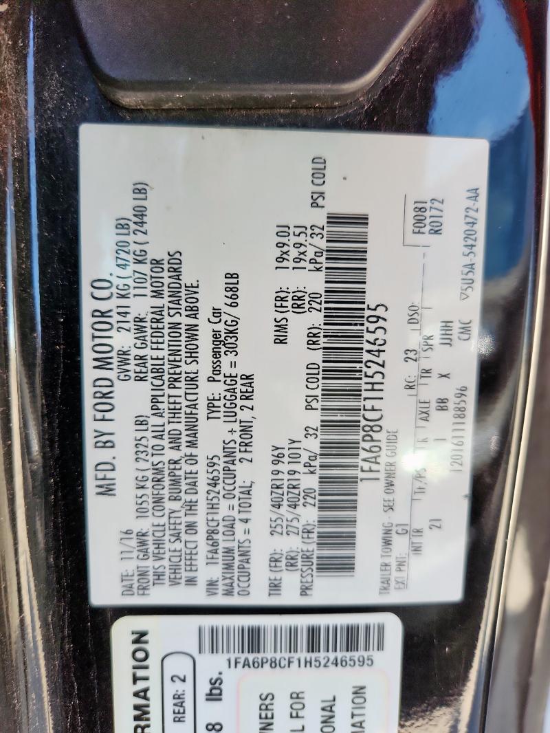 2017 FORD MUSTANG GT 1FA6P8CF1H5246595